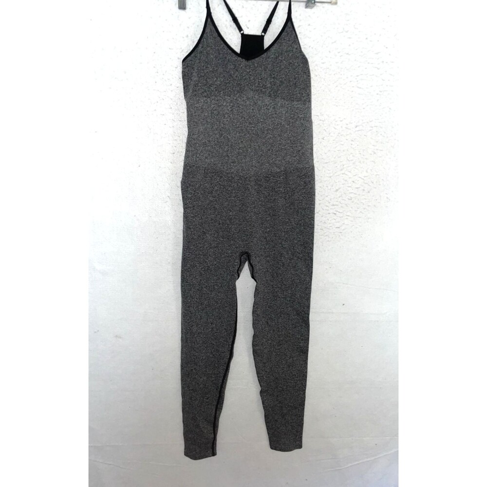 Victoria Secret Pink Active Seamless V Full Length One Piece sz M Heather Gray